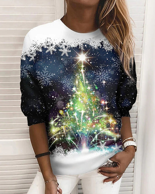 Sweatshirt – mit rundhalsausschnitt und weihnachtsdruck