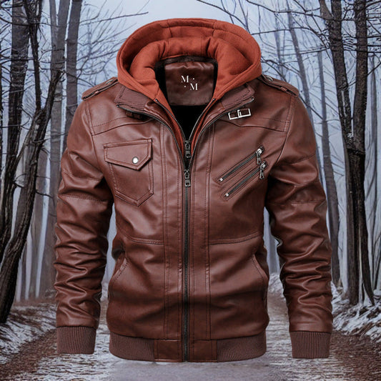 Heat leather - hochwertige warme lederjacke mit kapuze